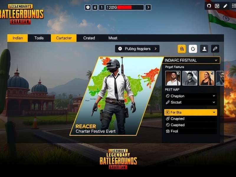 PUBG Legendary Guardian gameplay screenshot showing Indian map